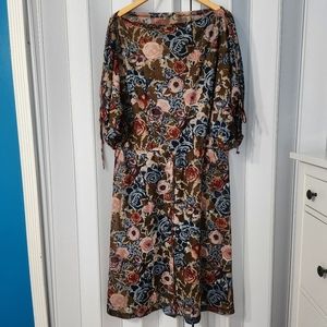 Vintage Sheer 70's Floral Dress Sz XL